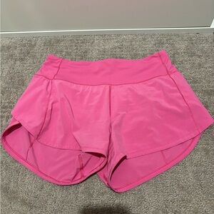 Lululemon speed run high rise pink running shorts